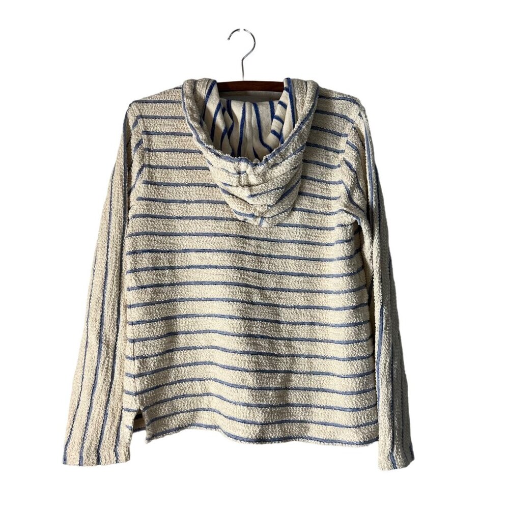 Faherty Blue Cream Striped Pacifica Terry Pullover Hoodie Womens Size Small - Picture 4 of 6